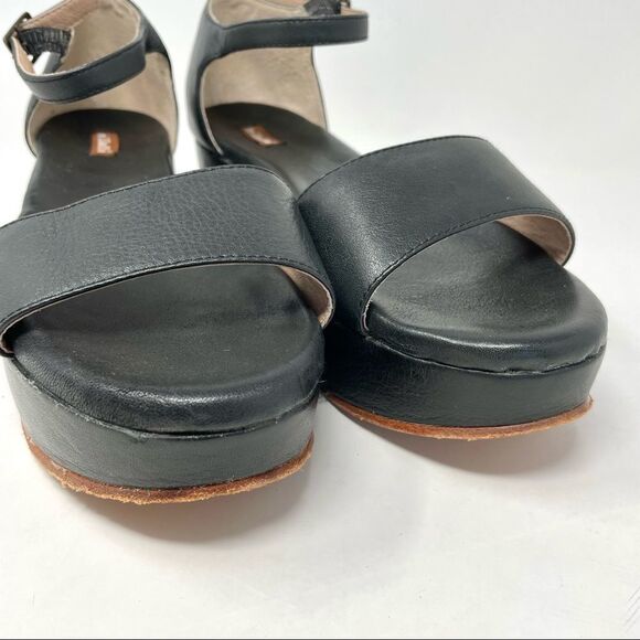 ANTHROPOLOGIE Gee WaWa Protero Black Leather Flatform Sandals Size 9.5 - Picture 5 of 9